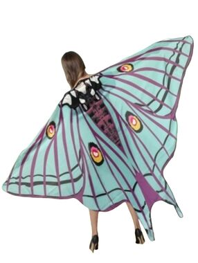 Lavender Aqua Blue Luna Moth Spring Music Festival Costume Fairy Butterfly Wings